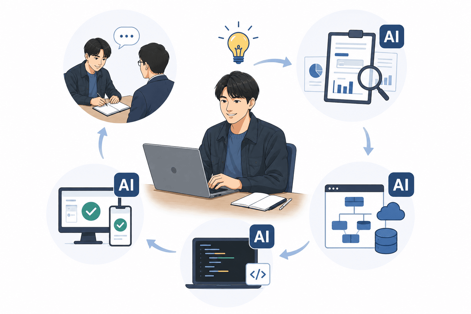 ヒアリングから提案・設計・実装・リリースまでのAI活用支援の流れ